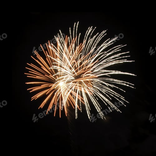 Preview: Two Bursts Of Fireworks Inside Each Other, One White, One Reddish-Orange With White-Hot Core