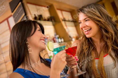 Preview: Two Women Having Drinks At The Bar Looking Very Happy