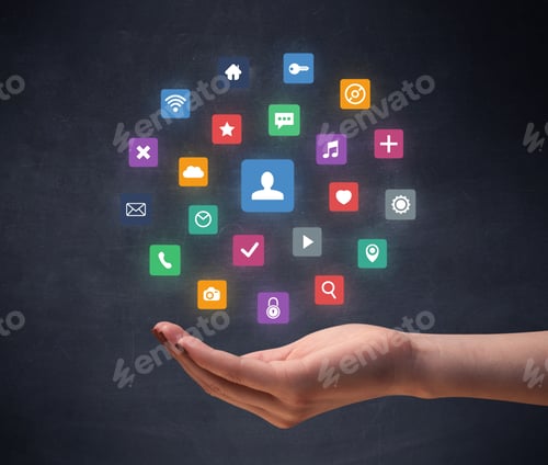 Preview: Colorful Applications Hovering Over Young Hand