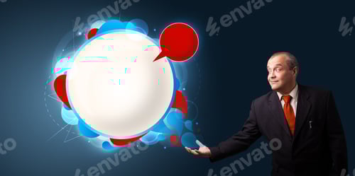 Preview: Businessman In Suit Presenting Abstract Modern Copy Space