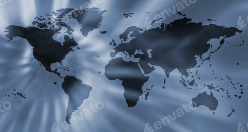 Preview: Metallic Blue World Map With A Zoom Effect