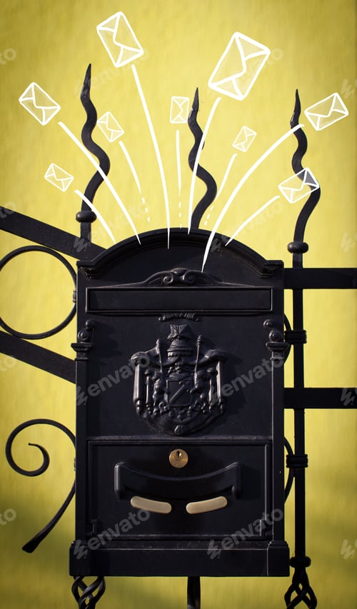 Preview: Hand Drawn Letters And Envelopes Comming Out Of A Mailbox