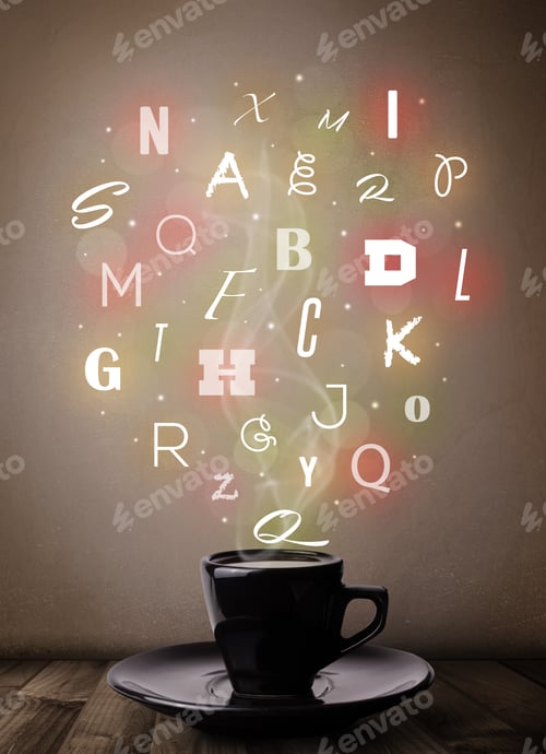 Preview: Coffee Cup With Colorful Letters, Close Up