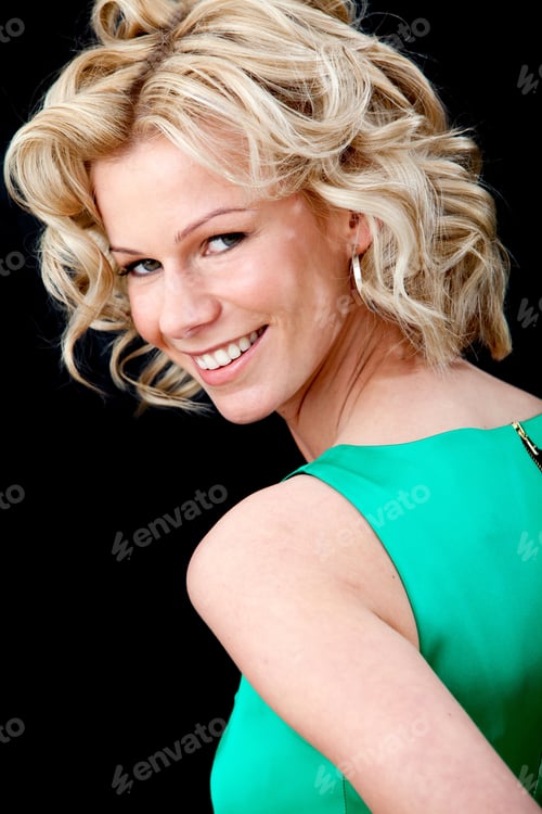 Preview: Beautiful Fashion Woman Smiling Isolated Over A Black Background