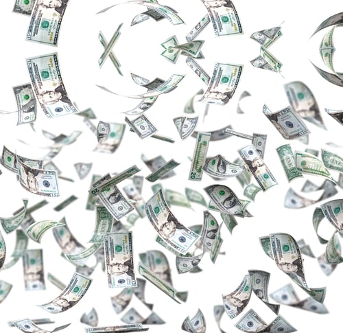 Preview: Rain Of Dollars - Isolated Over A White Background