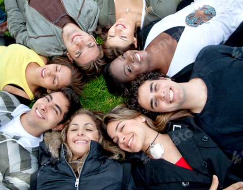 Preview: Circle Of Friends Lying On The Floor Outdoors