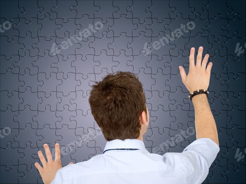 Preview: Business Man With A Black Jigsaw Puzzle