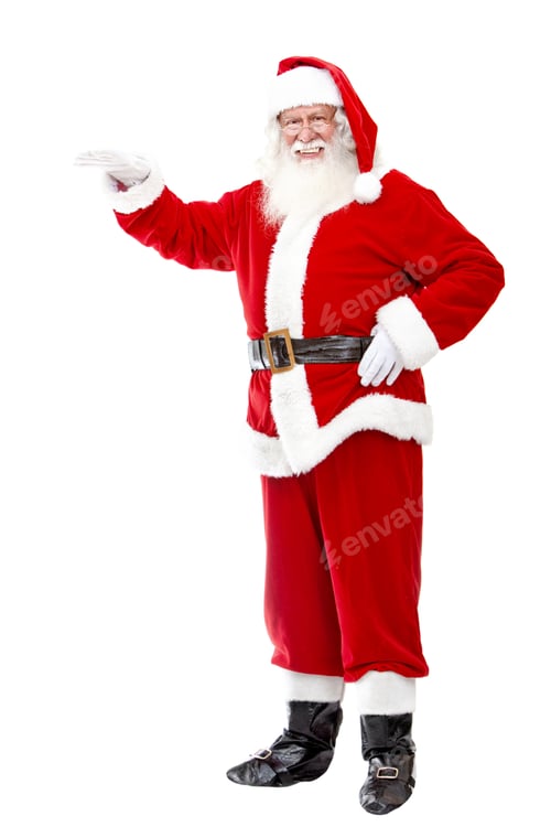 Preview: Santa Clause Leaning On Something Imaginary Isolated Over A White Background