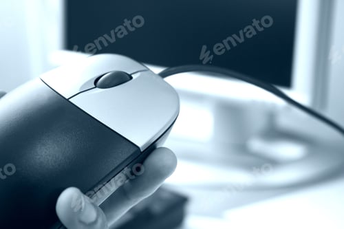 Preview: Mouse On Focus With A Monitor Behind In Cyan