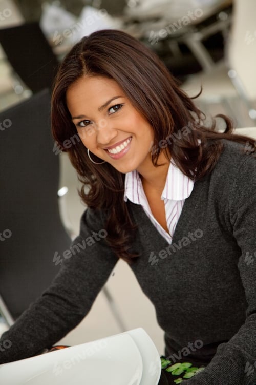 Preview: Corporate Woman At A Restaurant Having A Business Lunch