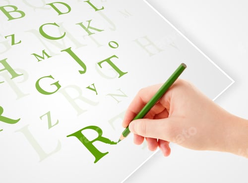 Preview: Human Hand Writing Various Letters On White Plain Paper