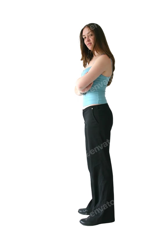 Preview: Business Woman With Crossed Arms Looking Sideways
