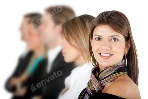 Preview: Business Woman With A Group - Isolated Over A White Background