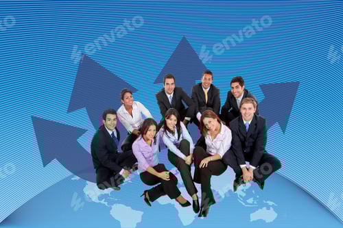 Preview: Global Business Team Sitting Over The Earth