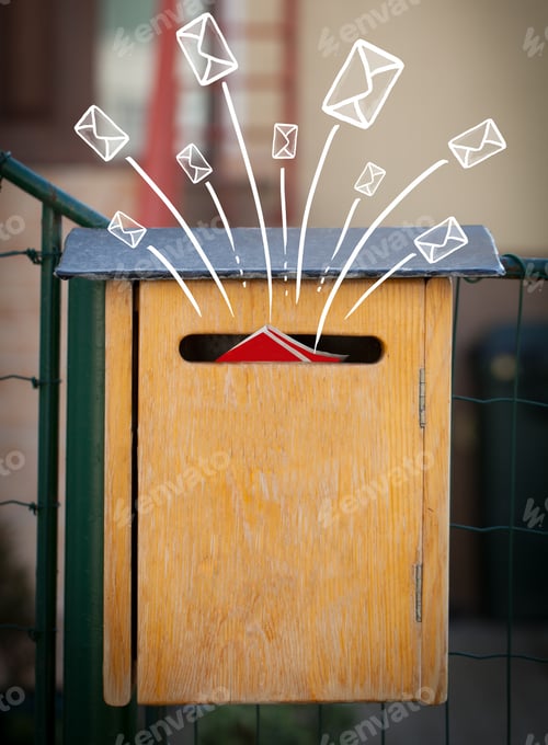 Preview: Hand Drawn Letters And Envelopes Comming Out Of A Mailbox