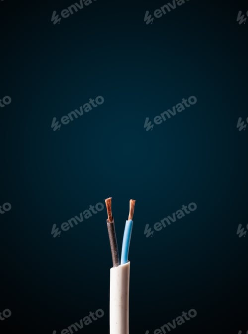 Electrical Cord Closeup on a Dark Background
