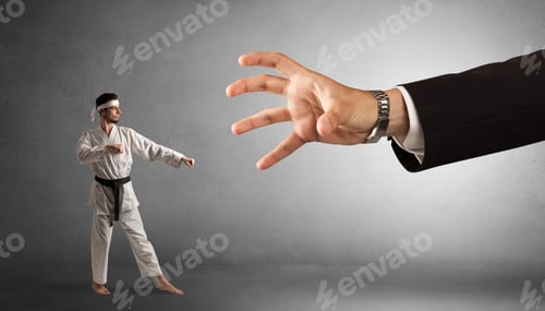Preview: Small Karate Man Fighting With Big Hand