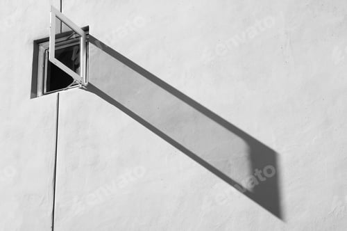 Preview: Open Window And Its Long Shadow On A Sunlit Wall