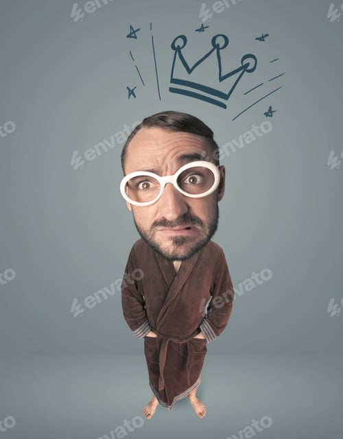Preview: Funny Guy With Big Head And Drawn Crown Over It