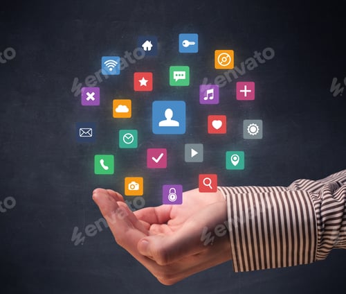 Preview: Colorful Applications Hovering Over Young Hand