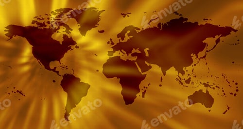 Preview: Abstract World Map In Yellow With Highlights