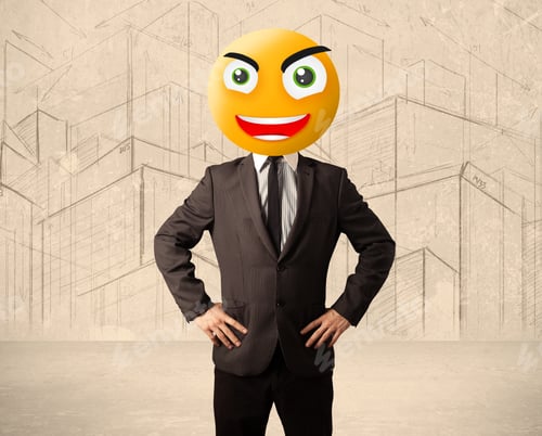Preview: Funny Businessman With Yellow Smiley Face