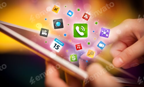 Preview: Finger Pointing On Tablet Pc, Social Network Concept