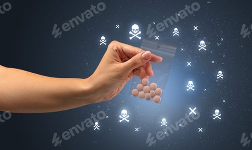 Preview: Female Handing Over Pills With Skull Concept