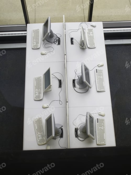 Preview: Six Computer Terminals In Student Center Of Community College