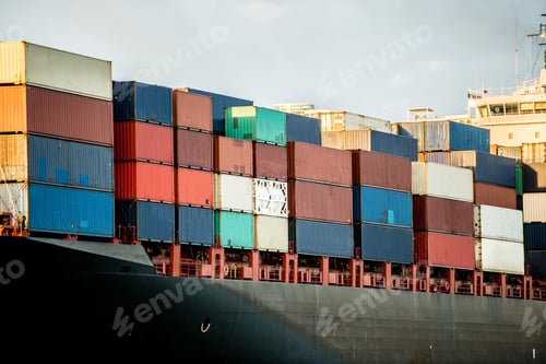 Preview: Trade Boat Carrying Containers And Arriving At The Port