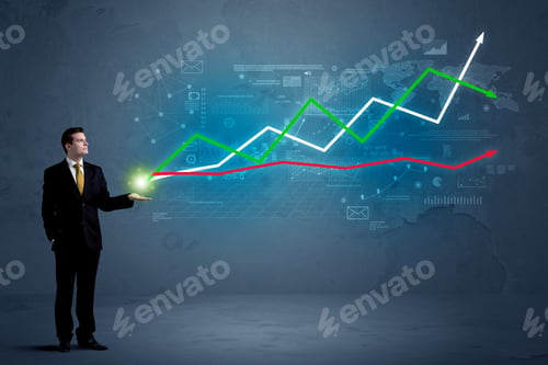 Preview: Caucasian Businessman Holding A Stock-Market, Business And Finance Sign Composition