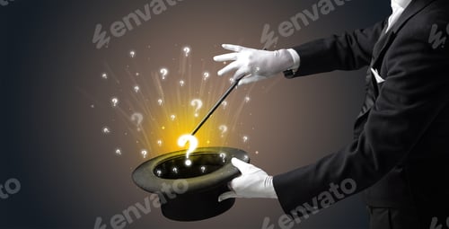 Preview: White Gloves From A Cylinder Conjure Lighting Question Signs