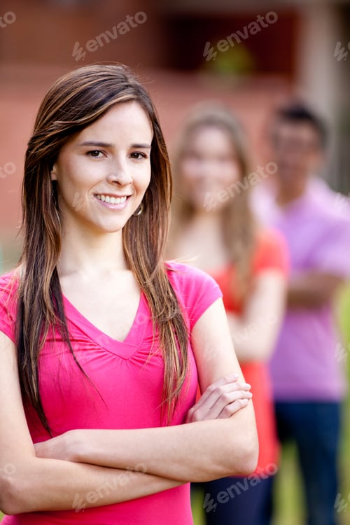 Preview: Woman With A Casual Group Of Friends - Outdoors