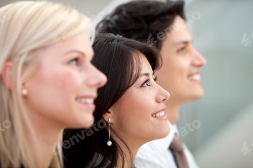 Preview: Happy Business Team Smiling At The Office Looking To The Side