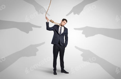 Preview: Young Businessman Trying To Suicide With Pointing Hands Concept