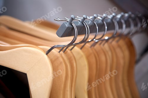 Preview: Empty Hangers In A Row At A Retail Store