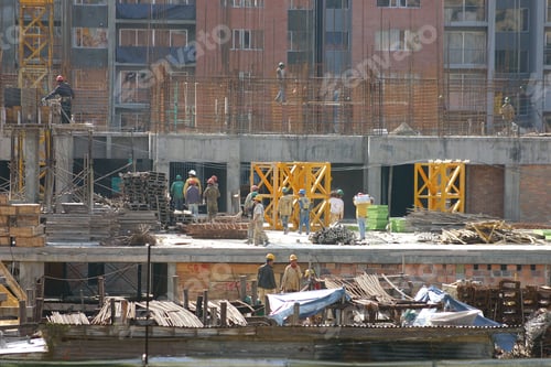Preview: Building Site With Many Workers On It