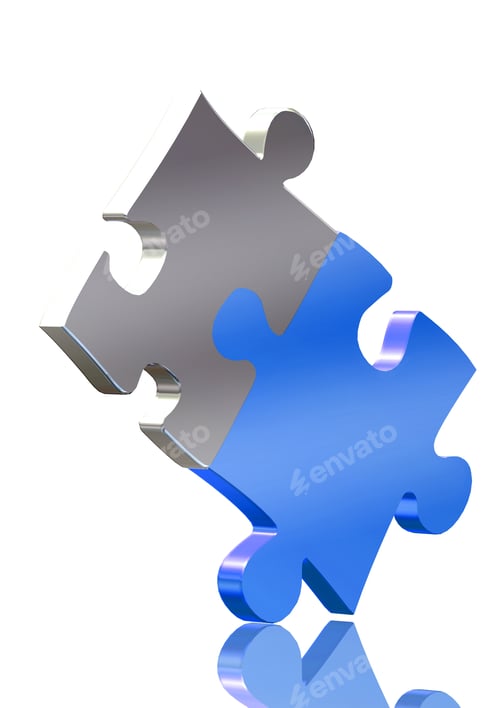 Preview: Couple Of Puzzle Pieces Over A White Background