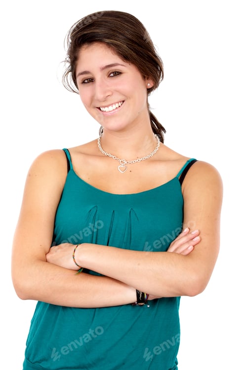 Preview: Casual Woman Smiling - Isolated Over A White Background