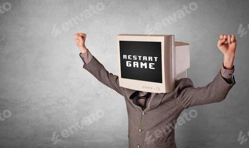 Preview: Young Person With Monitor Head, Gaming Concept