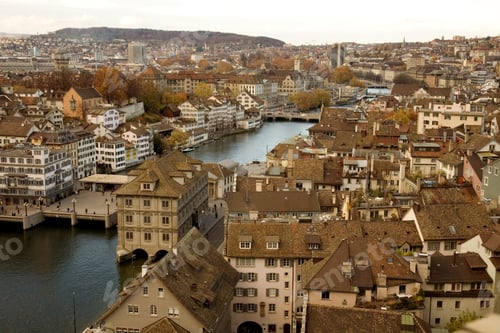Preview: Zurich Skyline - River View - Aged Colours