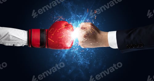 Preview: Two Hands Fighting With Light, Glow, Spark And Smoke Concept