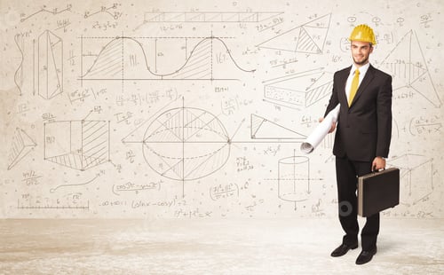 Preview: Handsome Engineer Calculating With Hand Drawn Background Concept