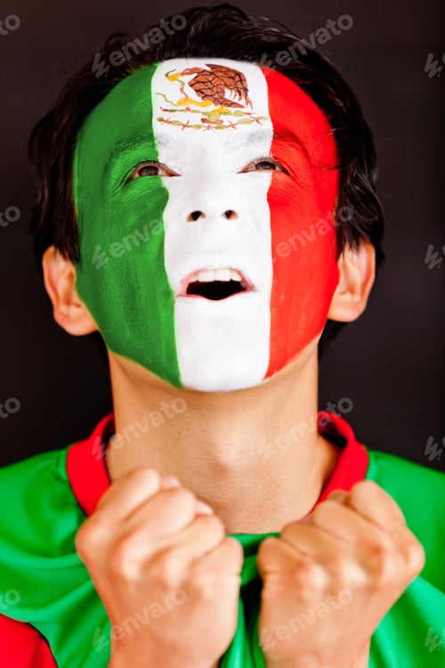 Preview: Excited Mexican Man Shouting - Isolated Over A Black Background