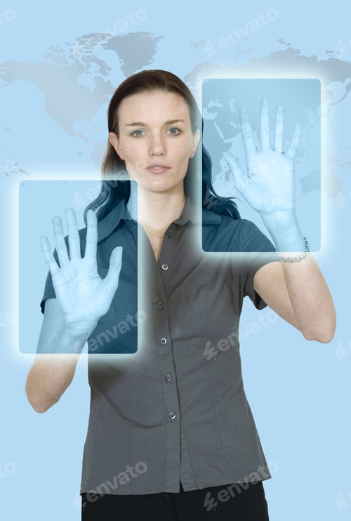 Preview: Business Woman Technology In Cyan Moving Buttons