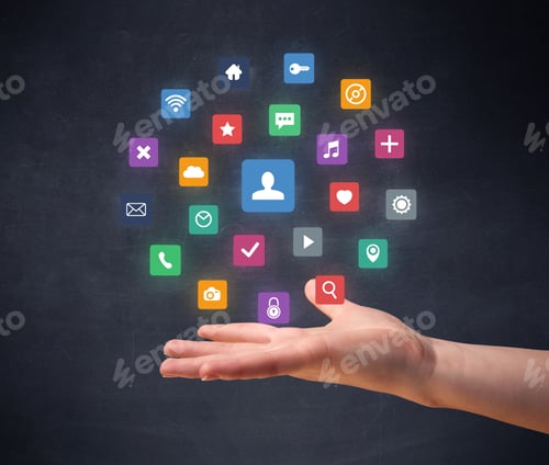 Preview: Colorful Applications Hovering Over Young Hand