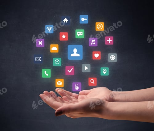 Preview: Colorful Applications Hovering Over Young Hand