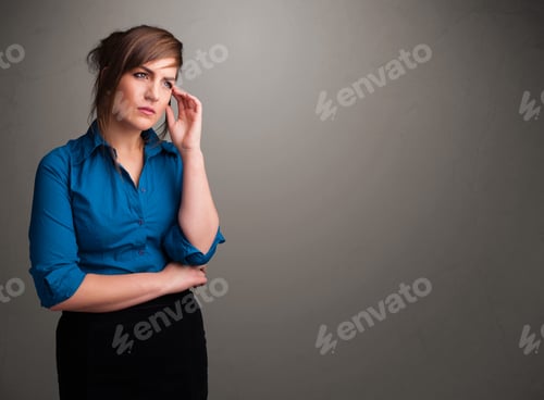 Preview: Beautiful Young Woman Thinking With Empty Copy Space