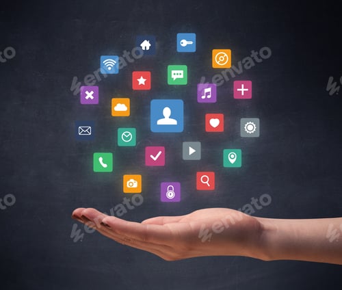 Preview: Colorful Applications Hovering Over Young Hand