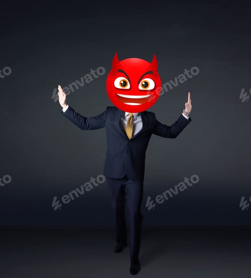 Preview: Funny Businessman Wears Devil Face